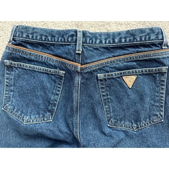 Vtg Guess USA Jeans Mens Size 34 x 33 Cotton w/ Leather Trim Piping - Picture 14 of 16